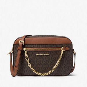 MICHAEL KORS Large Logo East West Zip Chain Crossbody